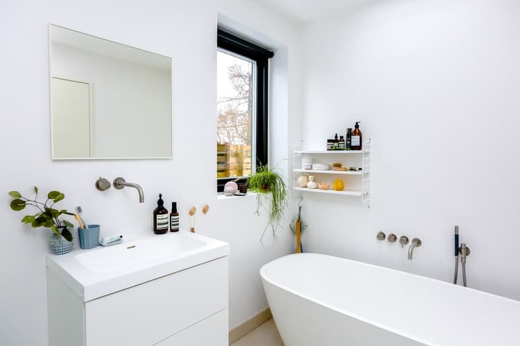 A clean white bathroom