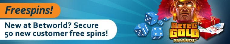 50 new player free spins + 100% welcome bonus 