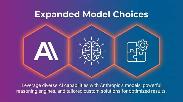 Expanded model choices: Anthropic, reasoning models, and bring-your-own-model options now supported.