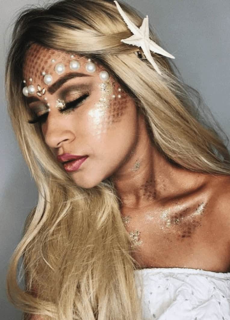 haloween com make de sereia