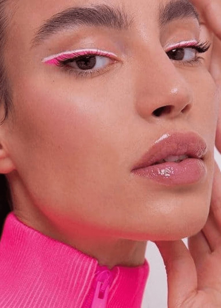 ideias de delineado duplo branco e rosa