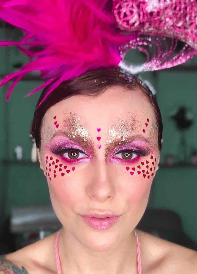 carnaval maquiagem rosa
