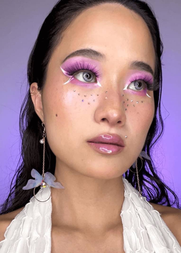 maquiagem de halloween sombra rosa