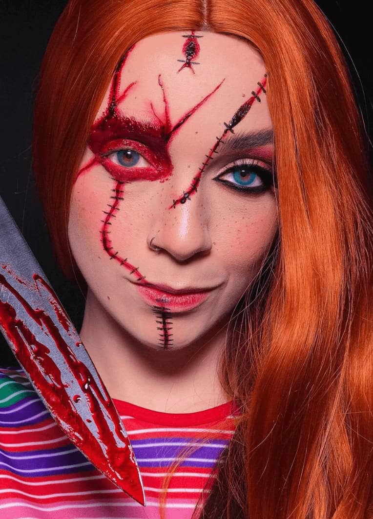 maquiagem de halloween chucky