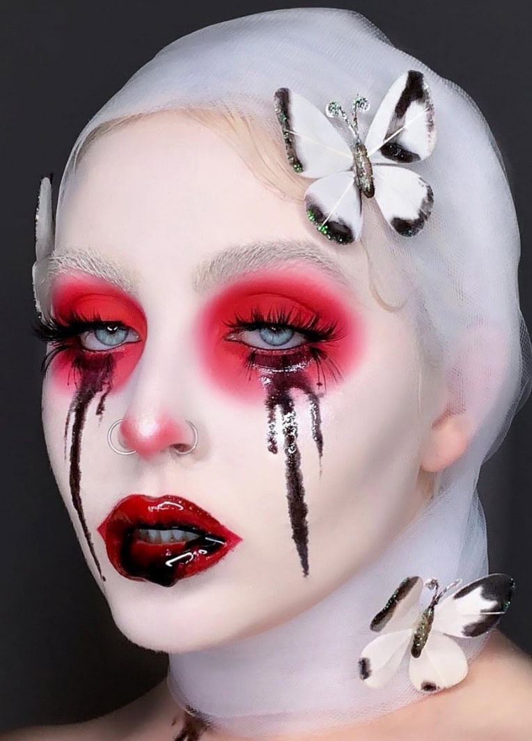 maquiagem de halloween com sangue