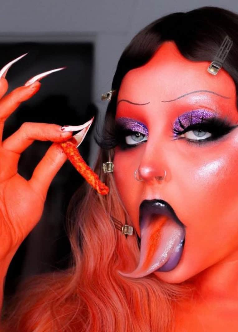 maquiagem de halloween diabinha