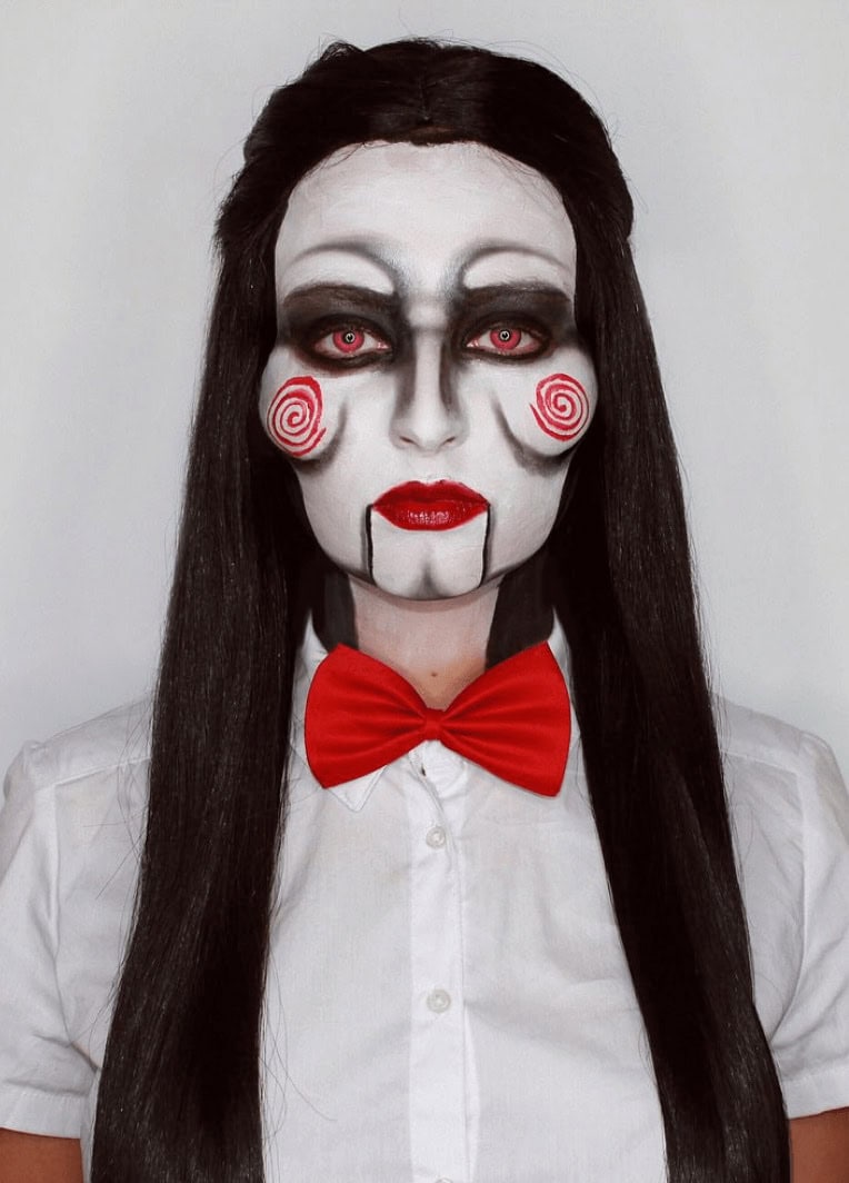 maquiagem de halloween saw jigsaw