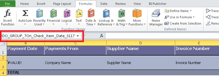 Excel templates for BI Publisher