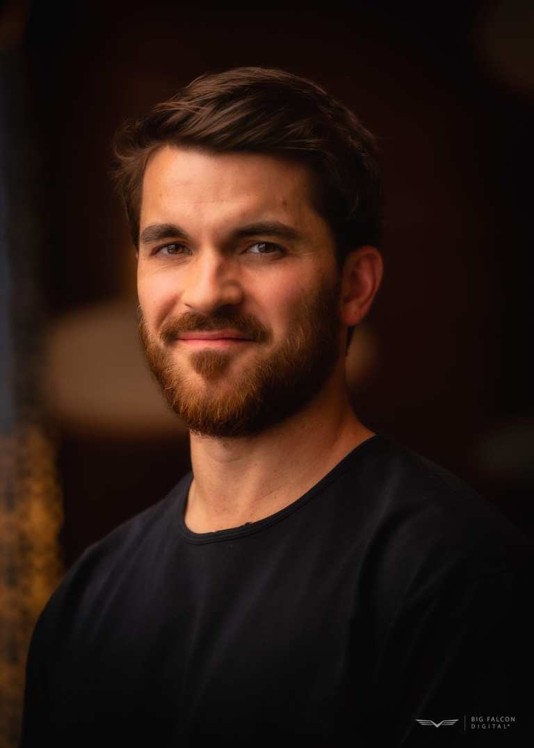 Headshot of Tyler von Tagen, our lead drone pilot at Big Falcon Digital.