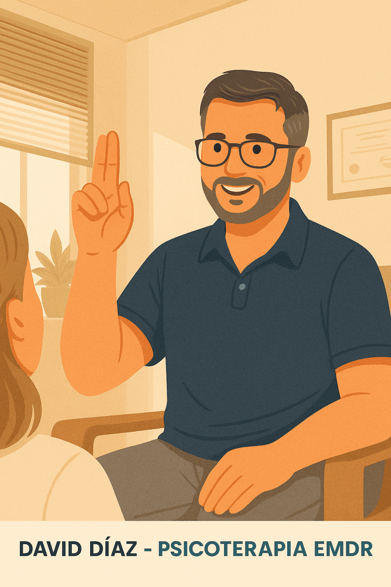 Psicólogo David Díaz aplicando la terapia EMDR en un entorno seguro y cercano.