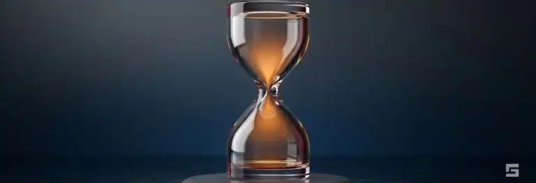 A clear glass hourglass illuminated by a warm amber light over calm water ripples, representing the personal injury statute of limitations. Deadlines and strategic civil litigation guidance from Santa Fe firm Grano Law Offices, P.C.
