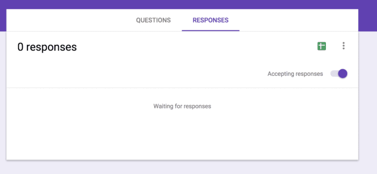 How to toggle over to the "Responses" tab instead of the "Questions" tab when editing your Google Expense Tracking Form.