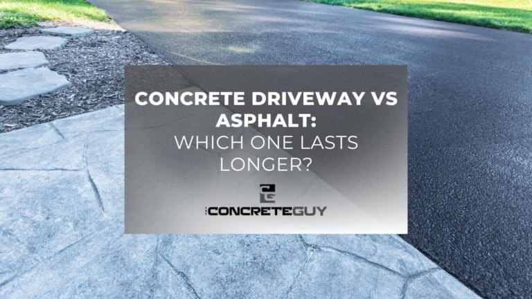 Concrete vs. asphalt driveway comparison image highlighting durability for Minnesota concrete contractor services.