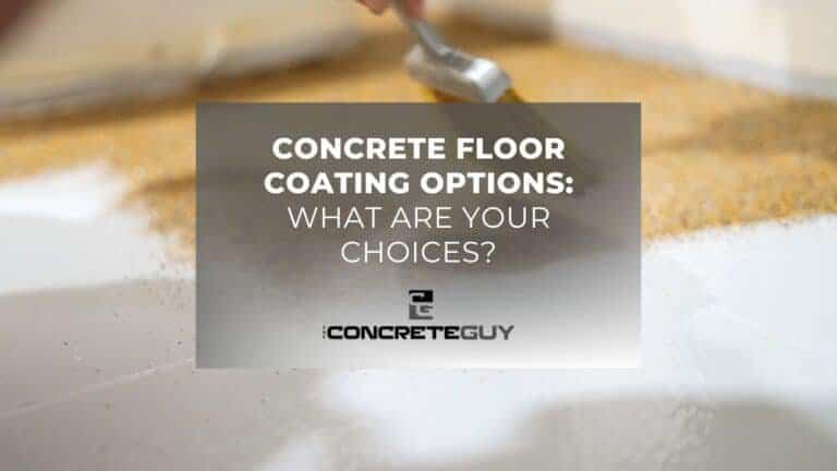 "Concrete floor coating options guide featuring a person applying epoxy finish, highlighting versatile choices for durable flooring by The Concrete Guy."
