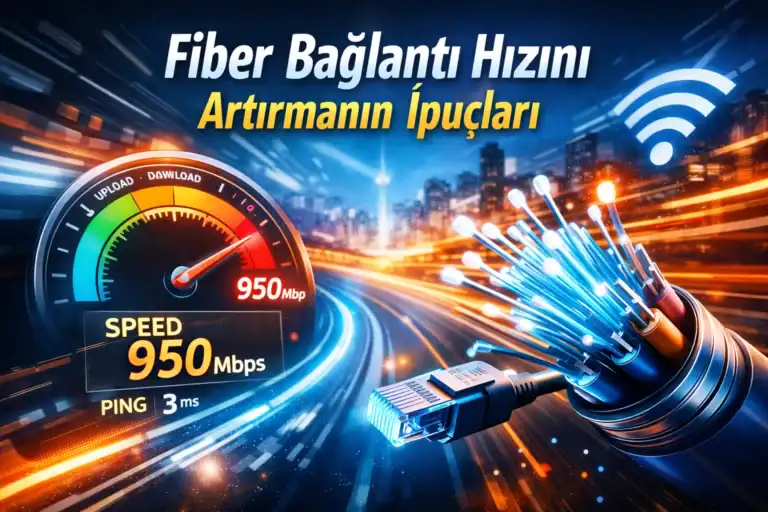 Fiber internet hızını artırma ipuçları görseli, hız testi ve fiber kablo