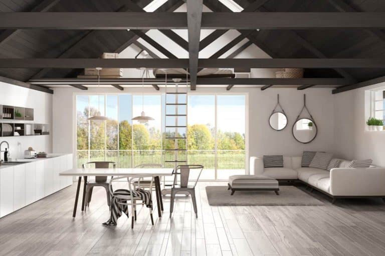 gray ceiling beams