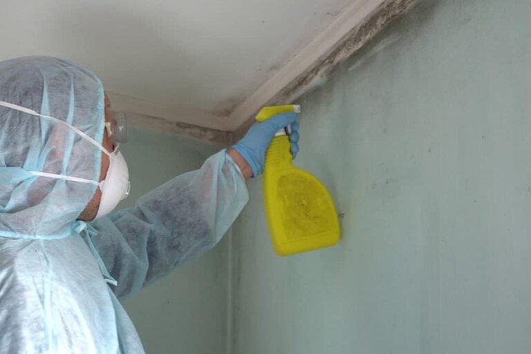 prepare the area to clean popcorn ceiling covered in cigarette smoke