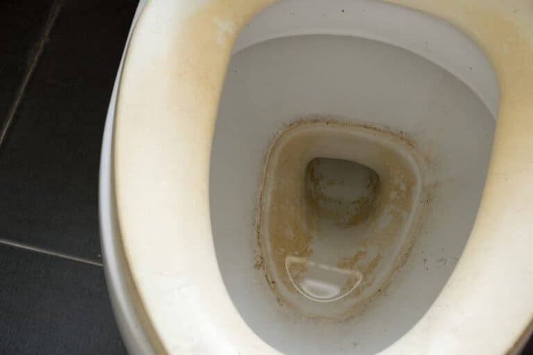 what causes yellow stains on toilet seat