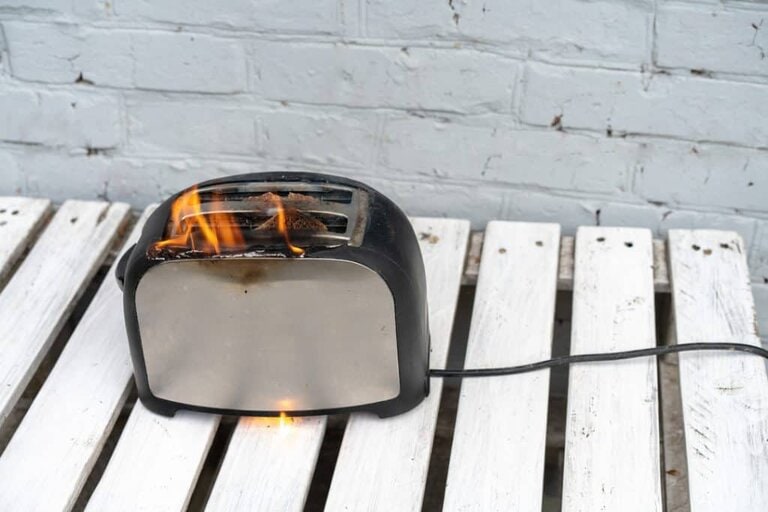 toaster catching fire