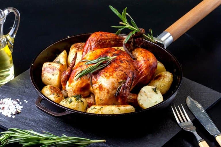 chicken on cast iron skillet