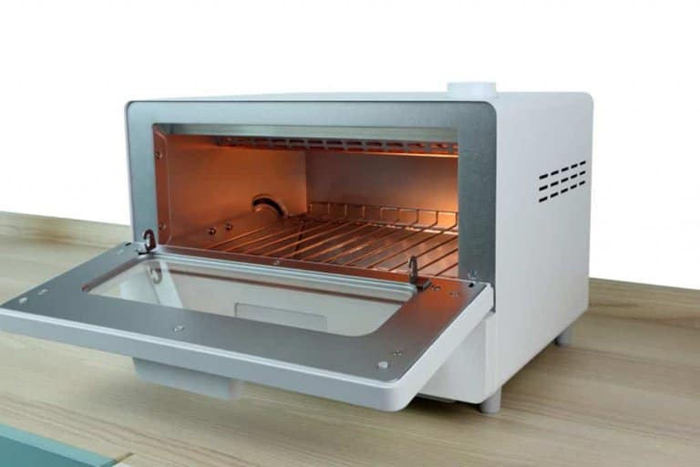 toaster oven on wooden table