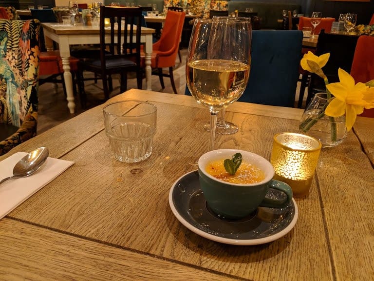 creme brulee made in a cup and saucer