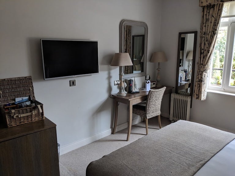 A view of the hotel bedroom