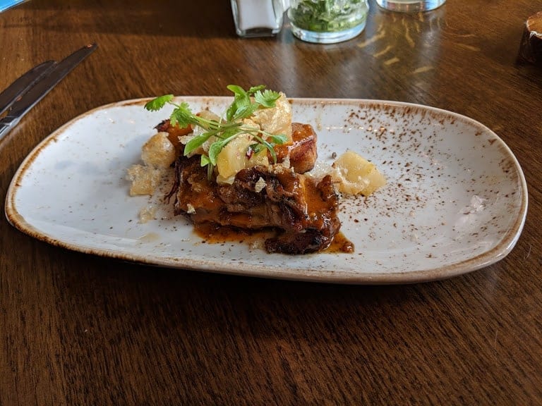 A plate of food at the restaurant