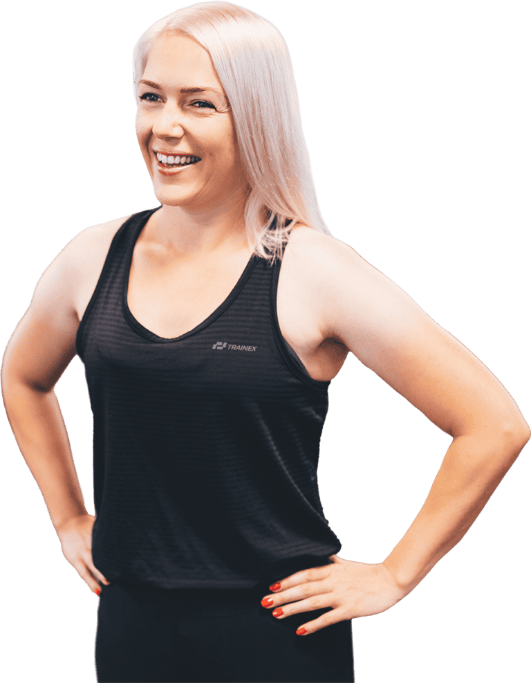 lachende blonde Frau