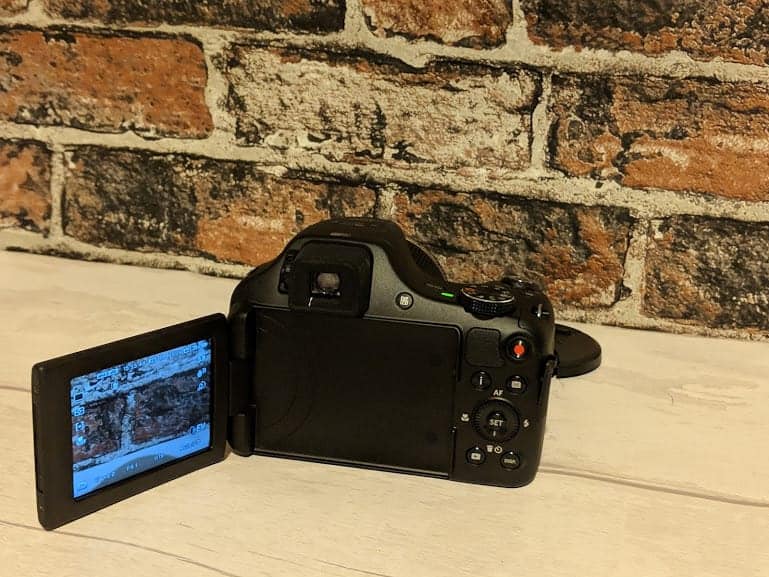 The back of the kodak camera, showing the screen that comes out