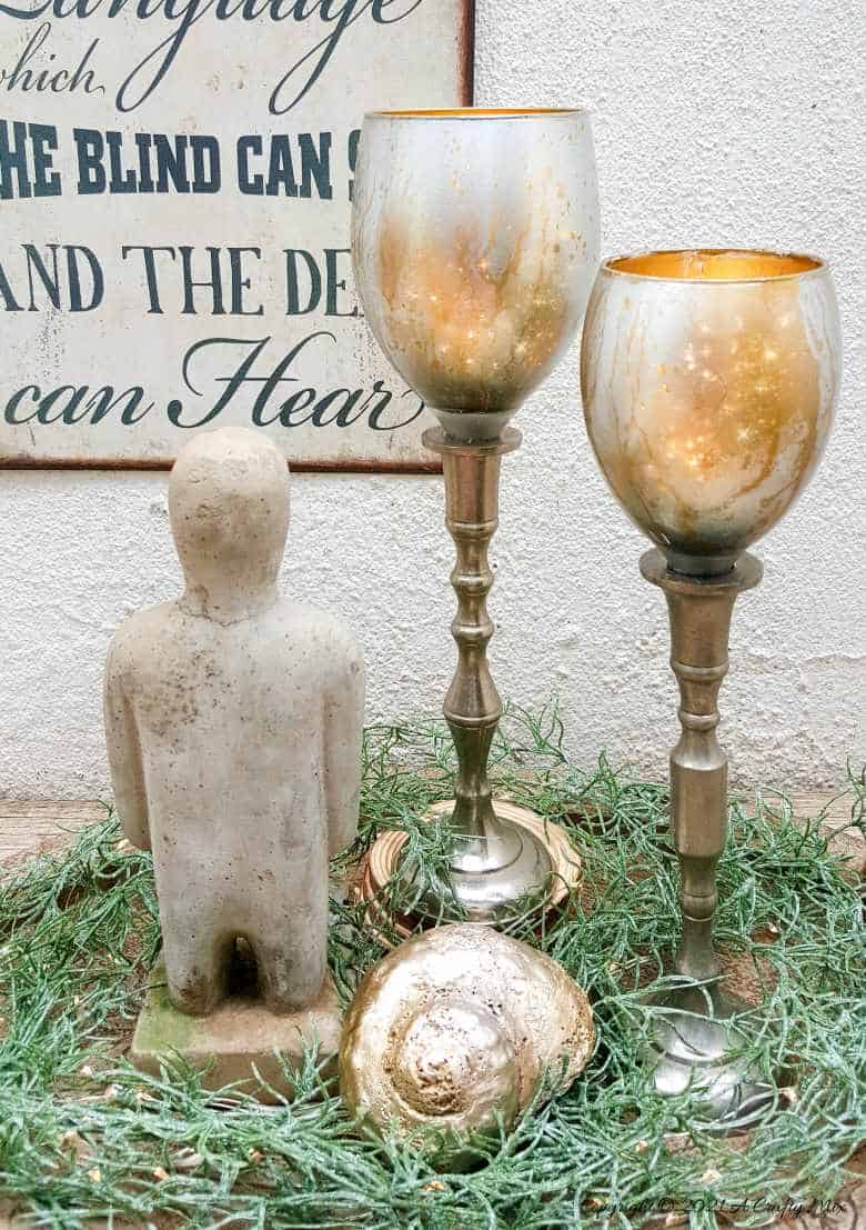 Don’t throw those broken wine glasses away until you’ve seen how you can repurpose them to make these gorgeous chalice or goblet lights. The step-by-step tutorial includes a video that will show you how to cut the wine glass and how to get that mercury glass effect in two easy steps. #Wineglassrepurpose #BrokenGlass #ACraftyMix #DIYGoblet #Chalice #MercuryGlass
