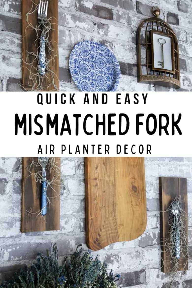 Do you have a whole bunch of ,mismatched forks? Save them to make this quick and easy planter idea and add a unique touch to your gallery wall. #DIYHomeDecor #GalleryWall #ACraftyMix #Repurpose #AirPlanter