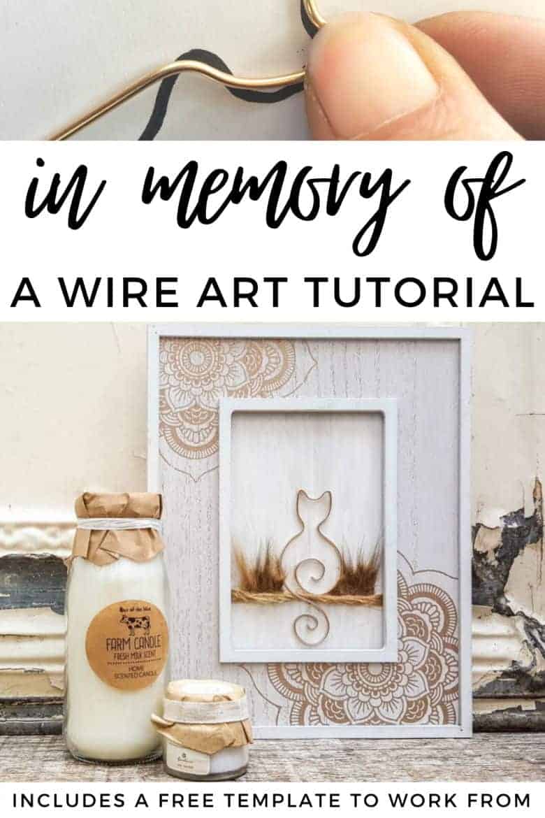 If you're looking for a way to remember a special cat that's crossed over the rainbow bridge, this tutorial will show you how to make a budget-friendly wire kitty art memorial. The tutorial includes a free template to work from #WireArt #ACraftyMix #MemoryArt #CatCrafts
