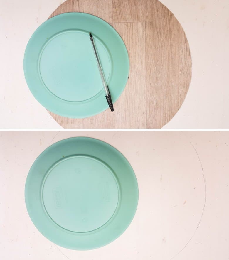 Use plates as templates to cut the half moon shape