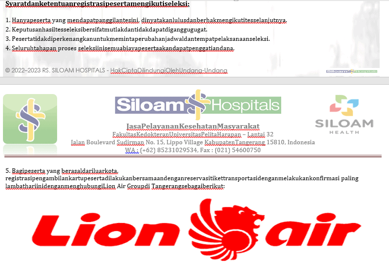 Logo Lion Air Yang Digunakan Penipu Lowongan Kerja Dokter