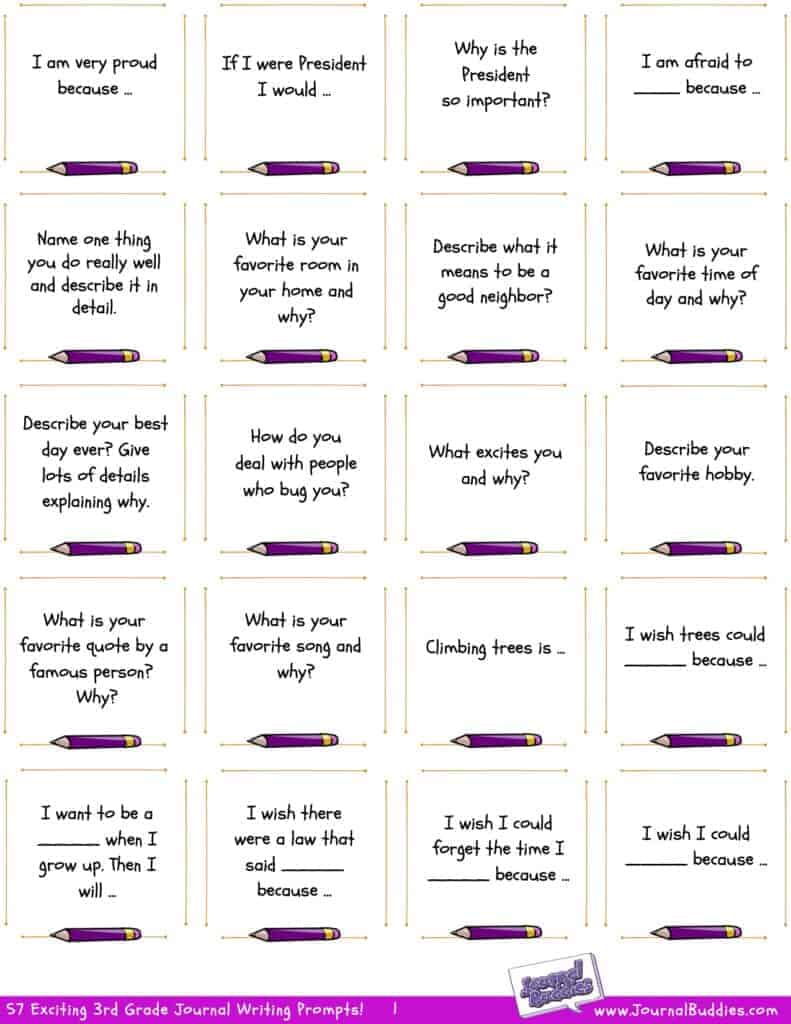 3rd Grade Writing Prompts Pdf