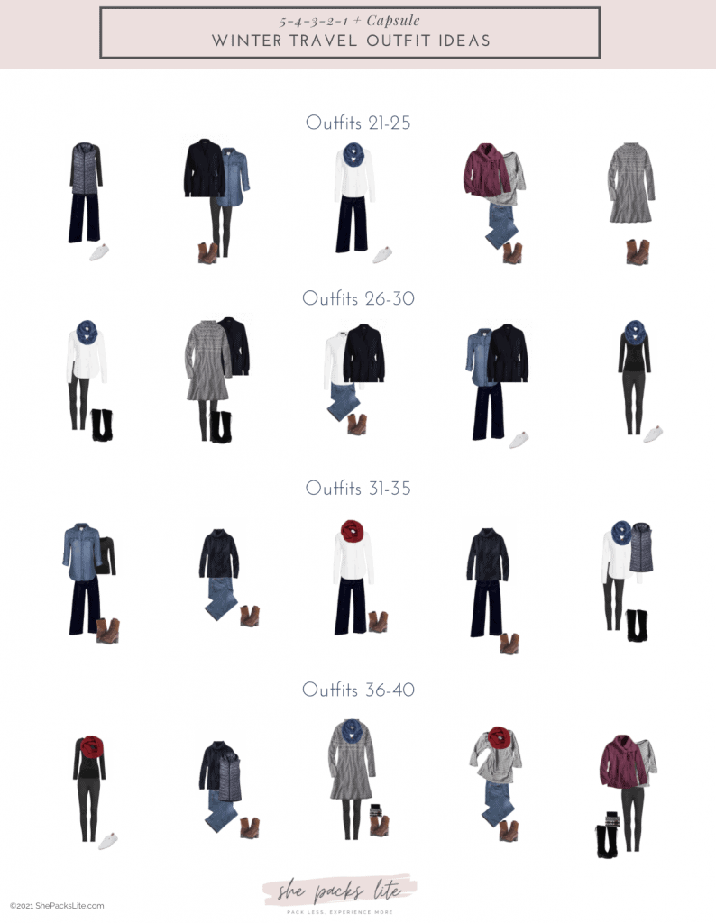 Winter Travel Capsule Outfits 21-40