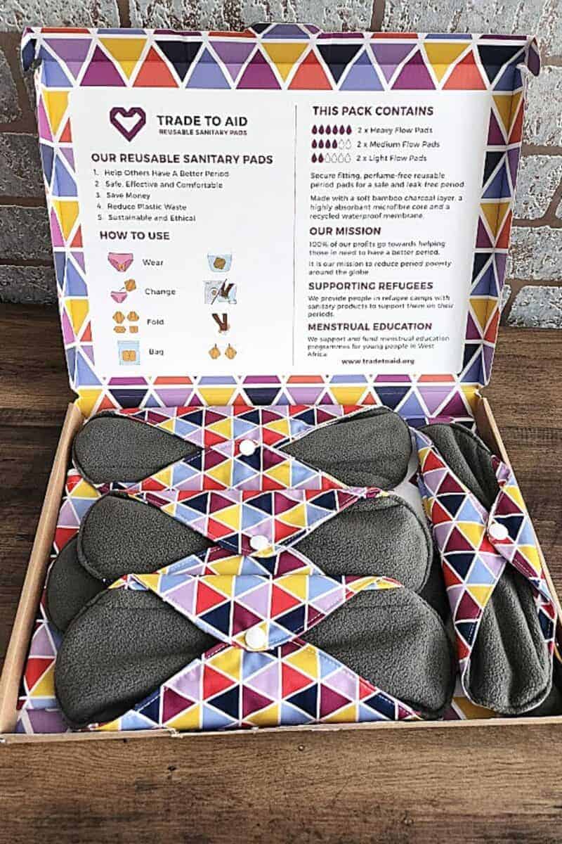 box of reusable sanitary pads
