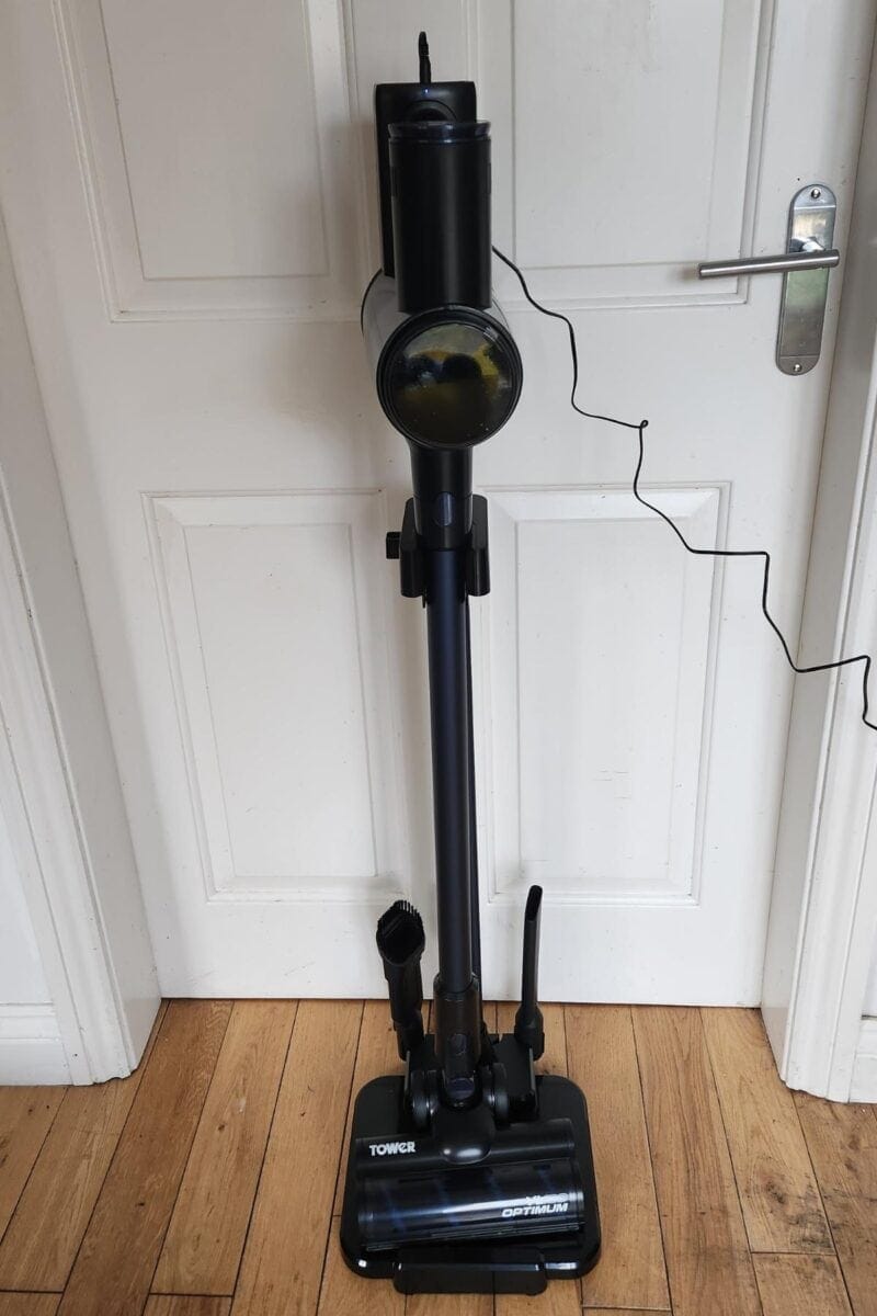 a vacuum cleaner on a wood floor