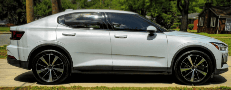 Electric vehicle exterior detailing and paint refinement on Polestar