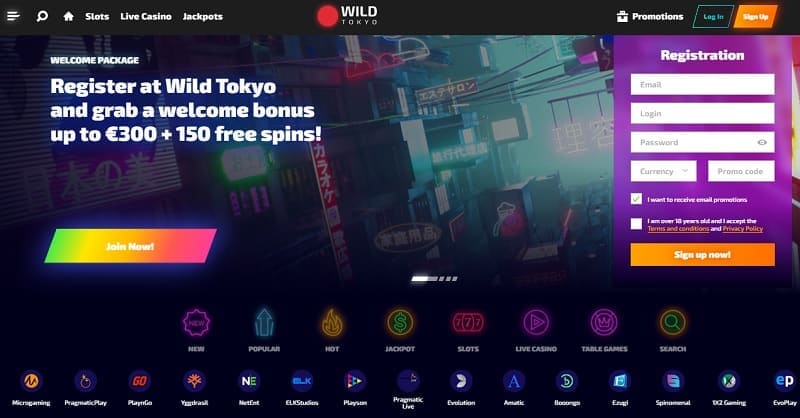 Wild Tokyo Casino Register and Login 