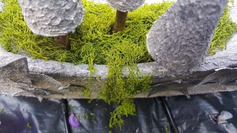 Glue moss on the bottom of the concrete ring light