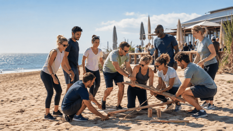 bedrijfsuitje op het strand?