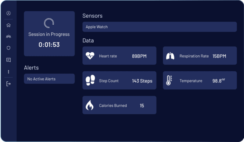 Screen graphic of VigiLife app dashboard.