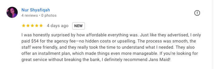 Client feedback on transparent fees and service
