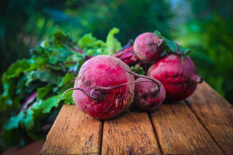 fresh beetroot on a table.