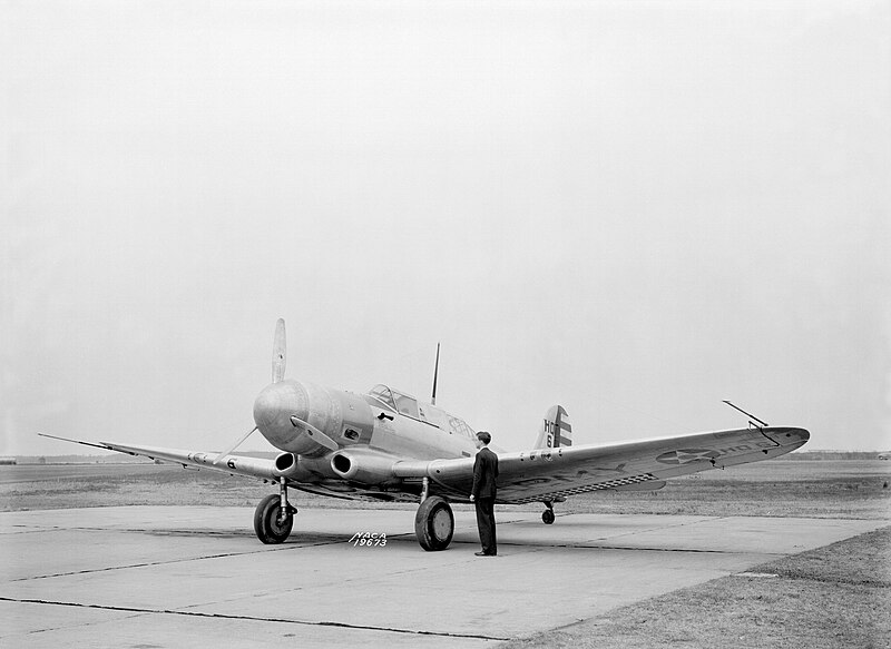 A U.S. Army Air Corps Northrop A-17A at the National Advisory Committee for Aeronautics, Langley, Virginia, on 3 April 1940.