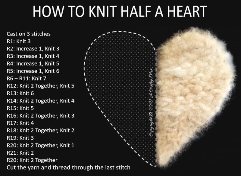 How to knit 1/2 heart - easy pattern