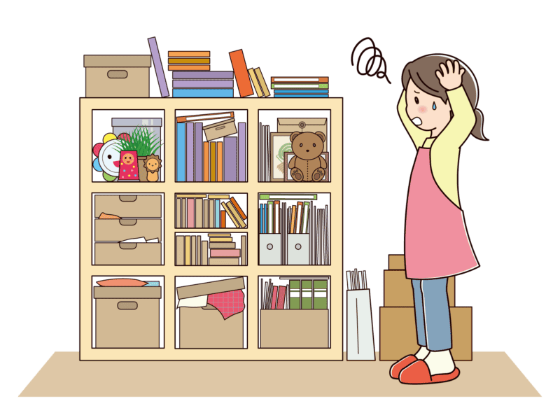 片づけに頭を悩ませている女性