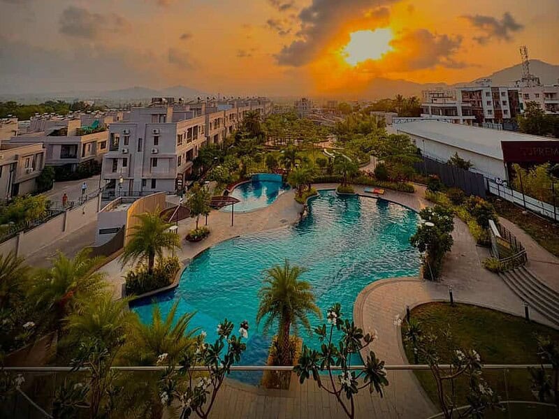 Supreme Villagio Somatane Pune — G+2 twin villa exterior, 4 BHK villas and townhouses